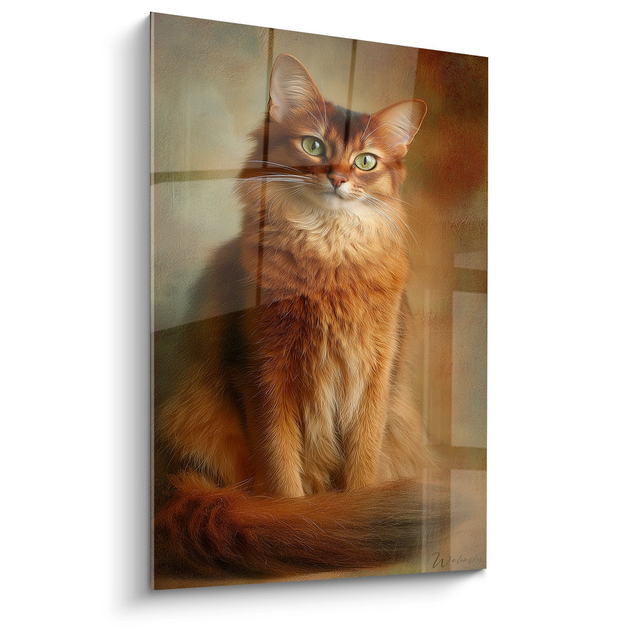 Tableau Chat Somali Roux Portrait - Regard Émeraude - Edition chat Somali