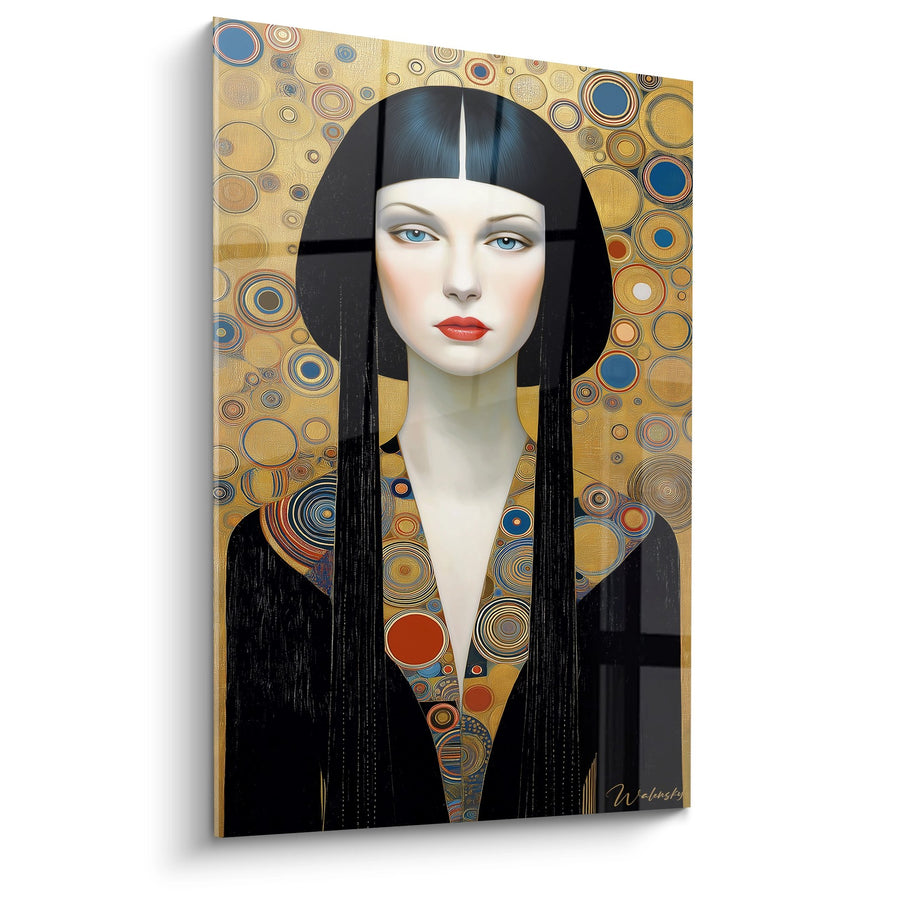 Tableau Femme aux Cheveux Noirs - Portrait Doré Klimt - Edition Art déco