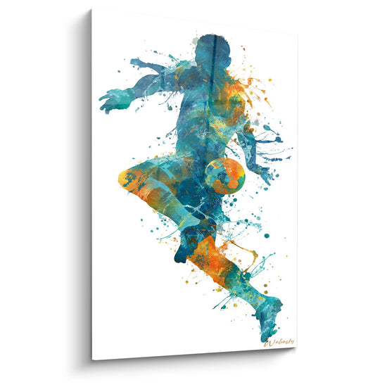 Fußballspieler Skateboard Gemälde – Urbane Kunstfusion – Fußballausgabe