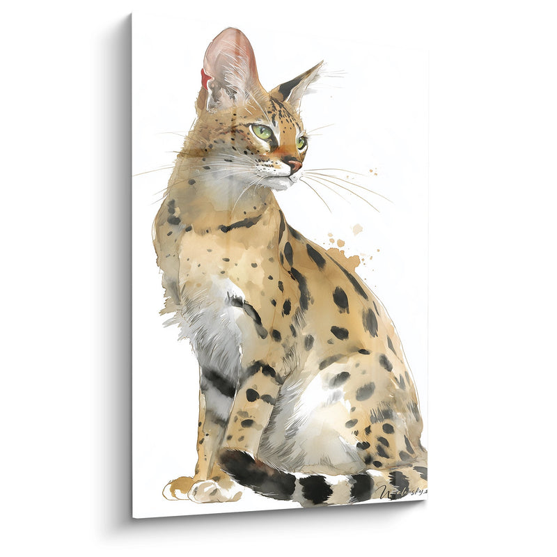 Tableau Chat Savannah Aquarelle - Élégance Sauvage - Edition chat Savannah