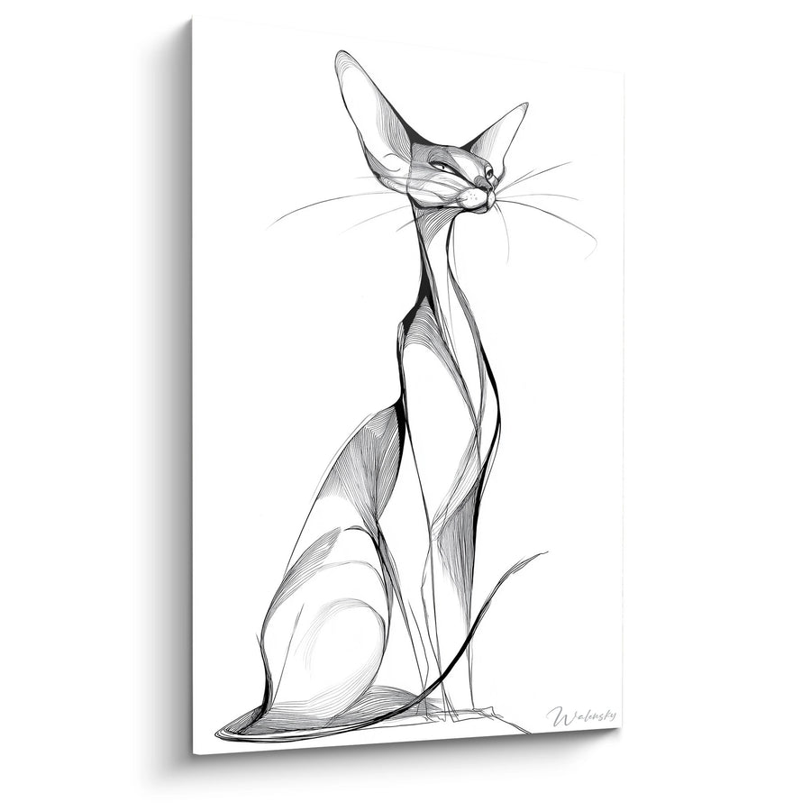 Tableau Chat Minimaliste Assis - Élégance Féline - Edition chat Serengeti