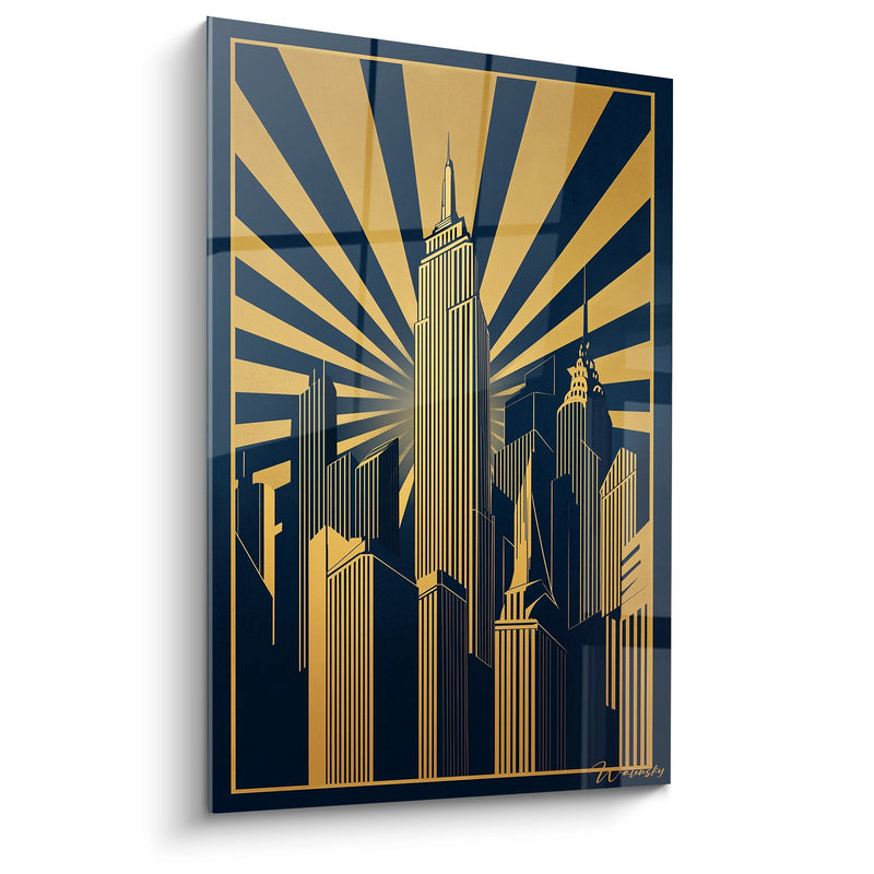 Schilderij Empire State Building - Manhattan Verguld - Art Deco Editie