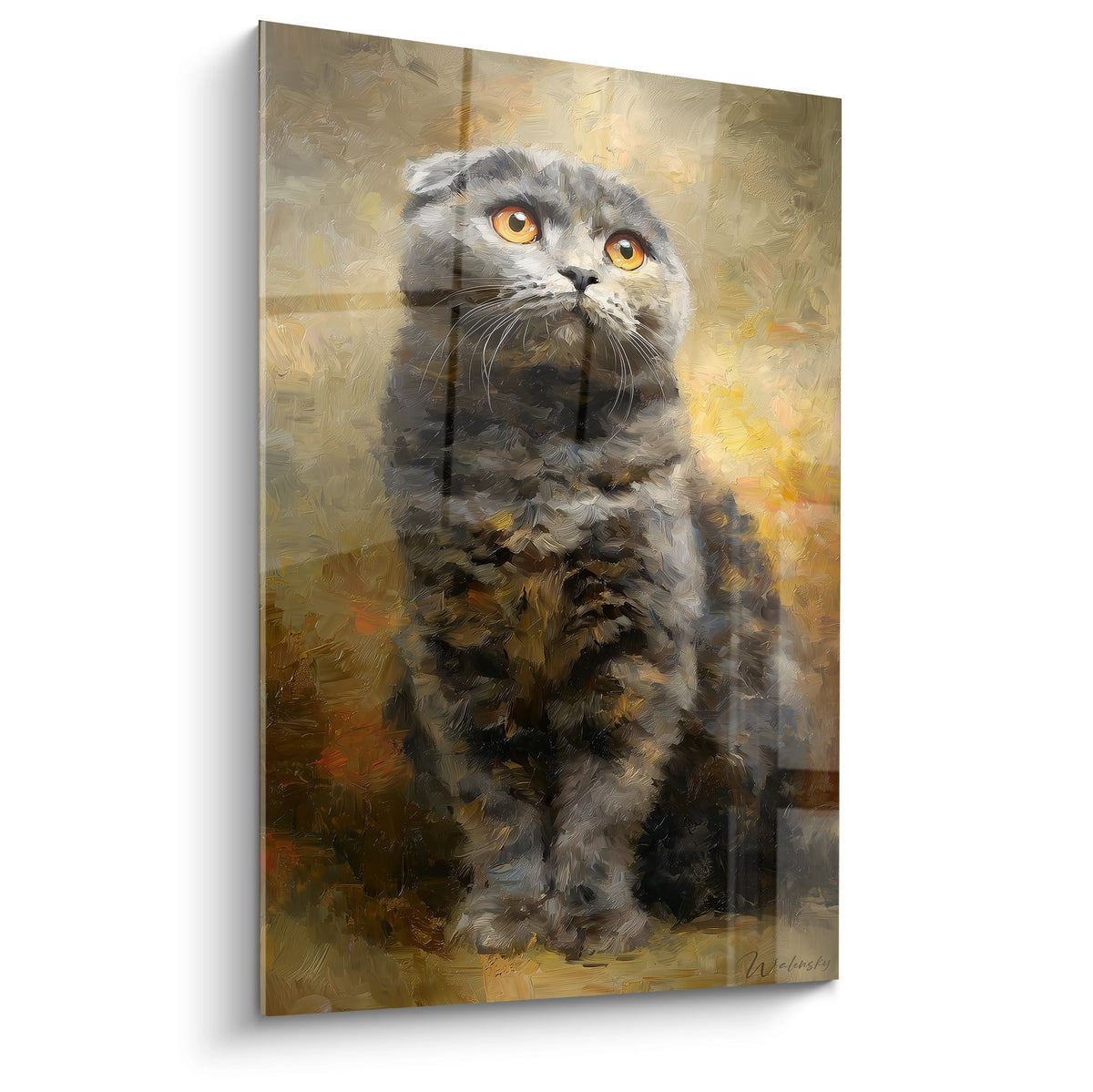 Tableau Chat Scottish Fold Regard Doré | Art Mural Chat
