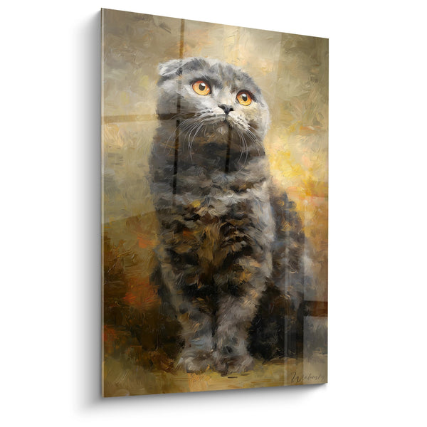 Cuadro Gato Scottish Fold Sentado - Mirada Dorada - Edición gato Scottish Fold