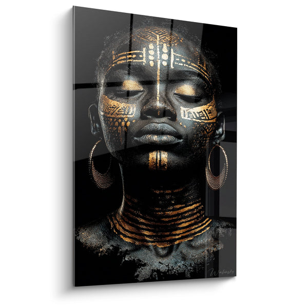Tableau Femme Africaine - Beauté Dorée Traditionnelle - Edition Visage africain