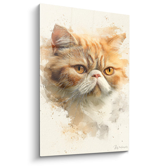 Cuadro Gato Persa de Pelo Corto Acuarela - Mirada Dorada - Edición gato Persa