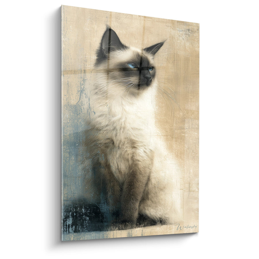 Tableau Chat Birman aux Yeux Bleus - Portrait Élégant - Edition chat Birman