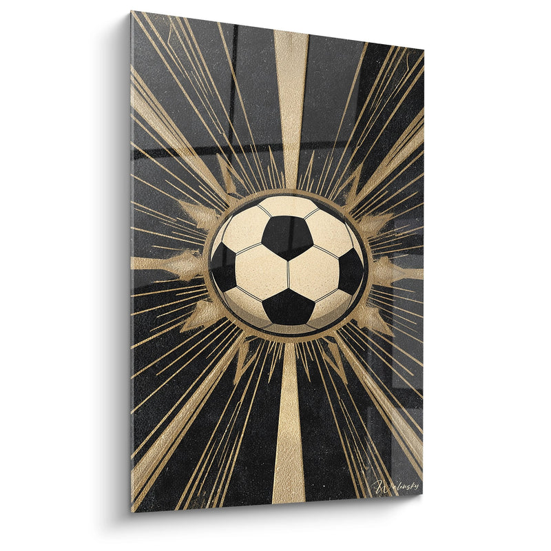Tableau Ballon de Football - Rayons Dorés - Edition football