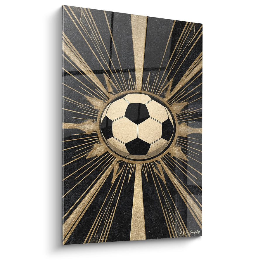 Tableau Ballon de Football - Rayons Dorés - Edition football