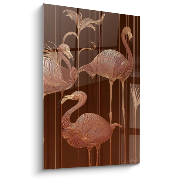 Cuadro de Flamencos Rosas - Elegancia Art Deco - Edición Art Decó