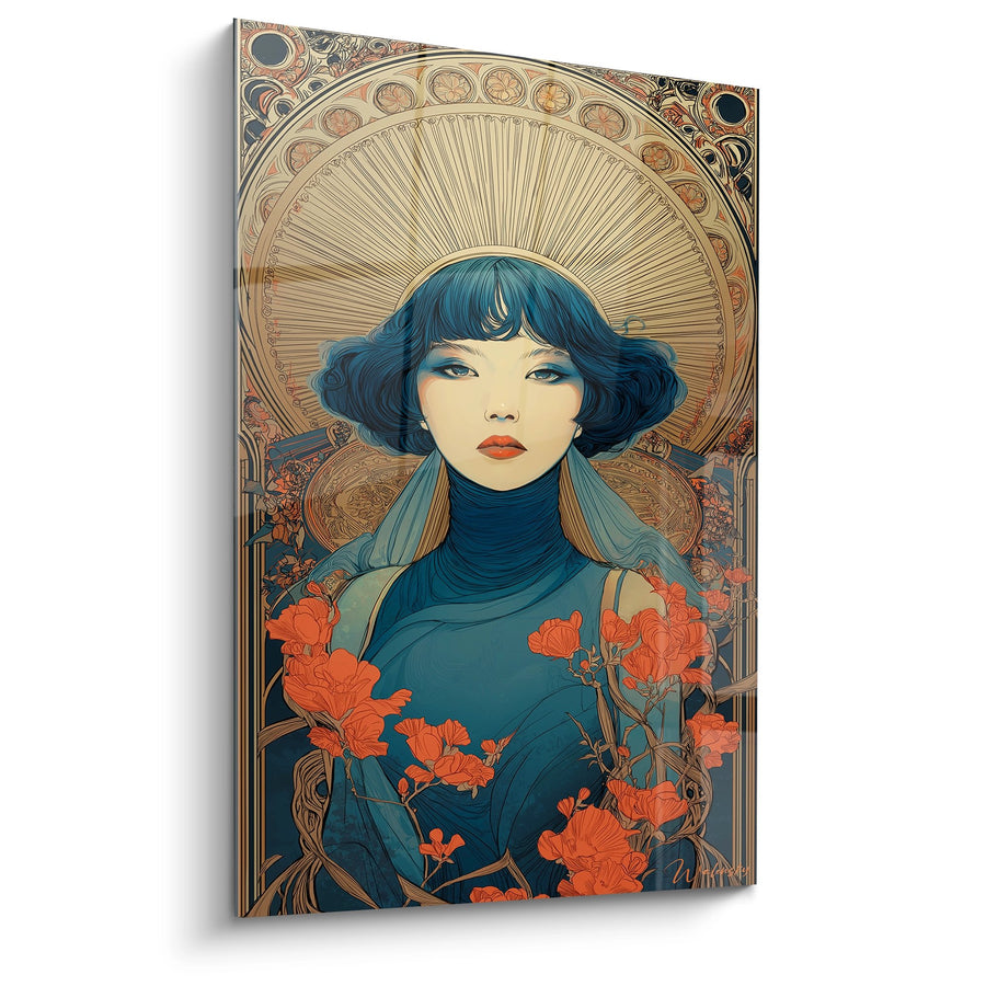 Tableau Femme Art Nouveau - Dame aux Pavots Dorés - Edition Art déco