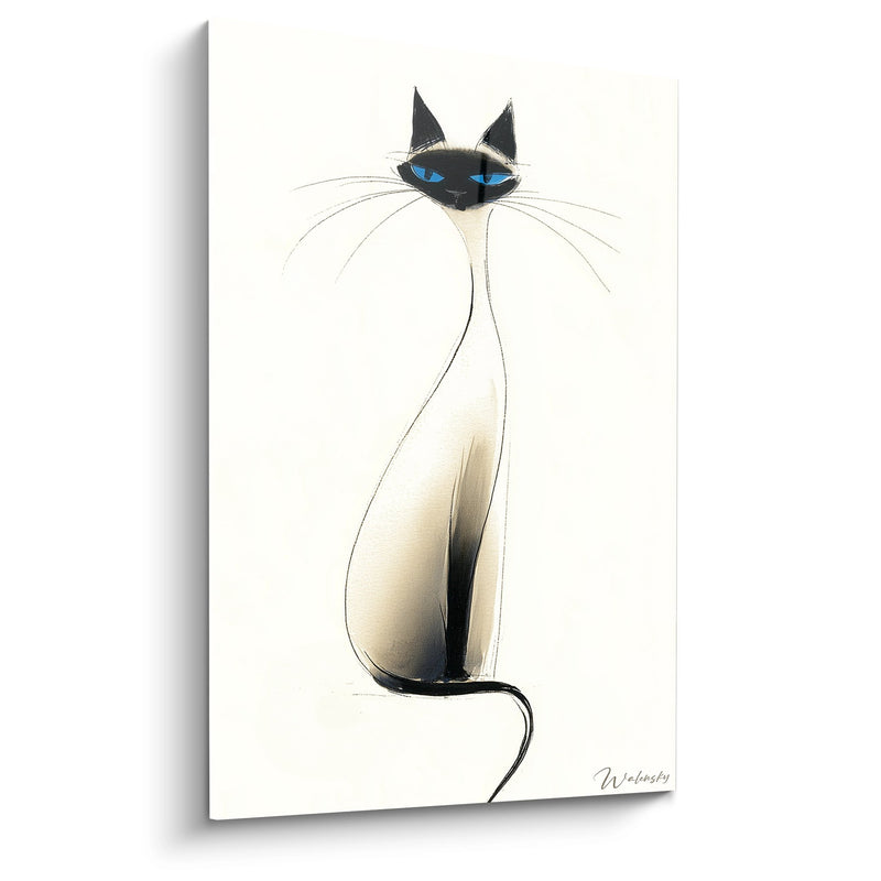Minimalist Siamese Cat Painting - Mystical Elegance - Siamese Cat Edition