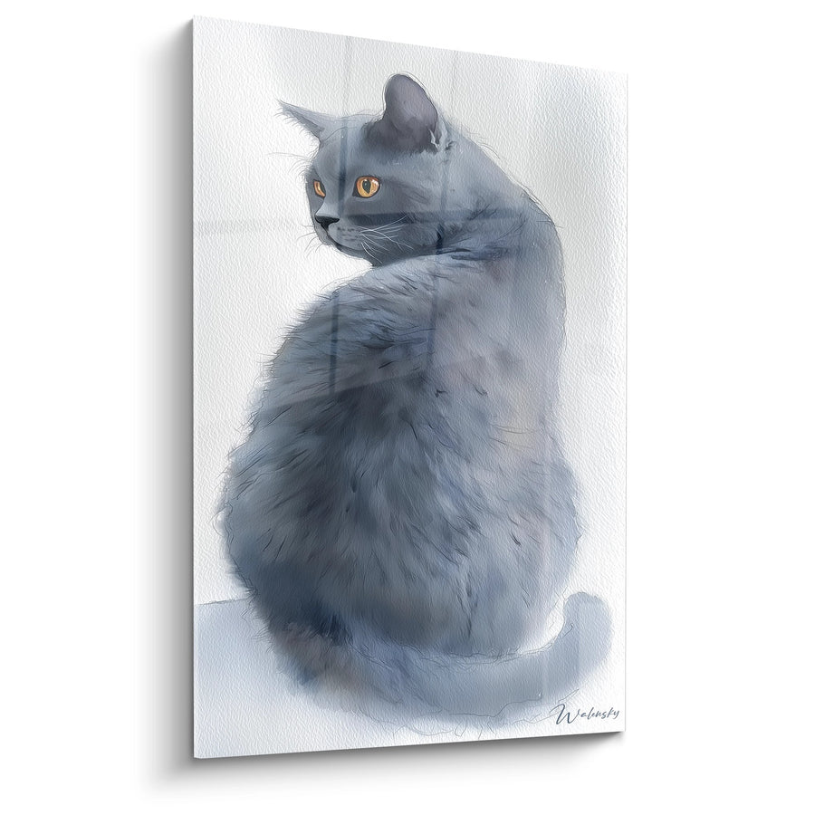 Obraz Kota Chartreux w Profilu - Spojrzenie Bursztynowe - Edycja Kota Chartreux