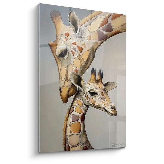 Giraffen-Gemälde Mütterliche Zärtlichkeit - Savannen-Verbundenheit - Afrika-Tieredition