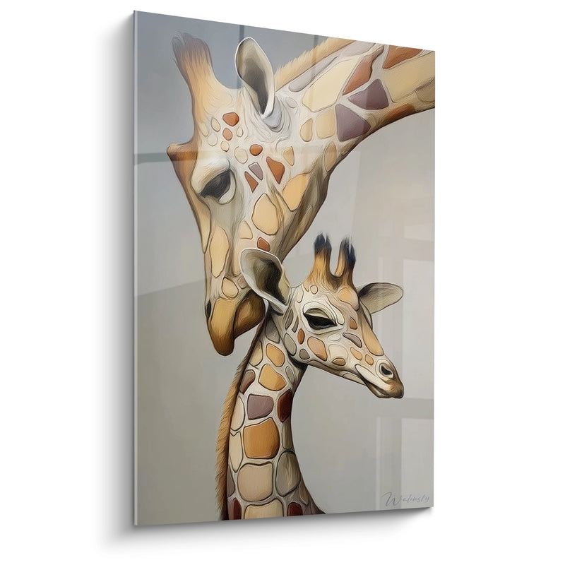 Giraffes Maternal Tenderness - Savanna Complicity - African Animals Edition