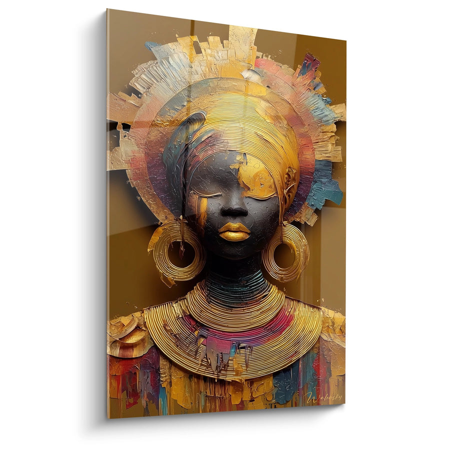 Tableau Visage Femme Africaine - Radiance Dorée - Edition Visage africain