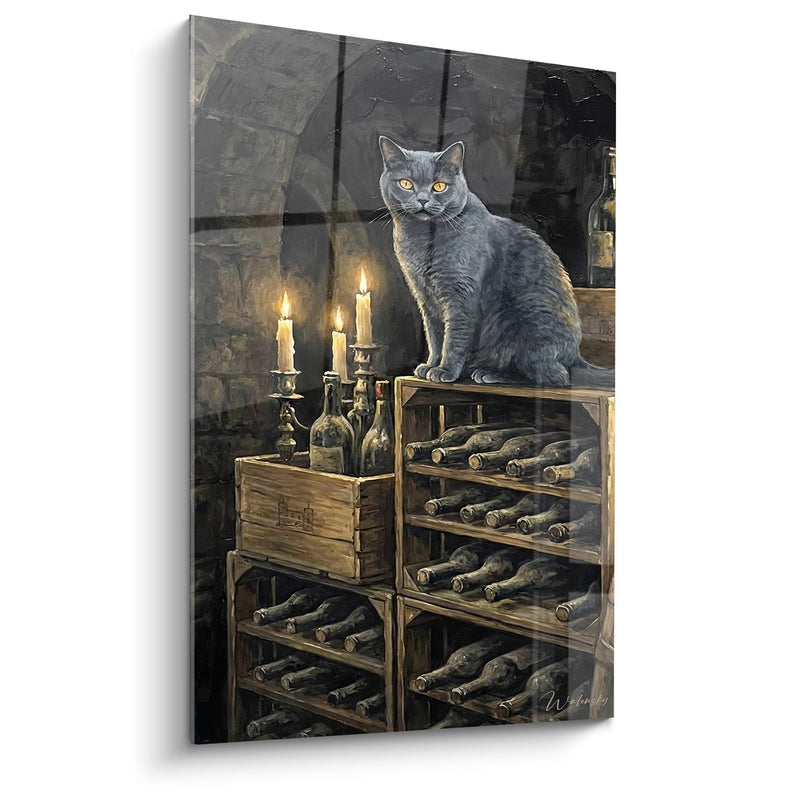 Tableau Chat Chartreux Cave à Vin - Le Gardien des Millésimes - Edition chat Chartreux
