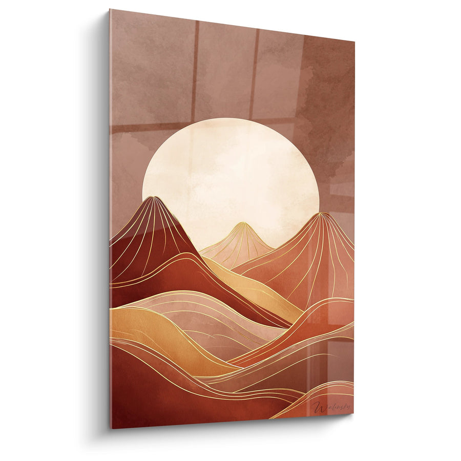 Tableau Montagne Art Déco - Soleil Couchant Géométrique - Edition Art déco