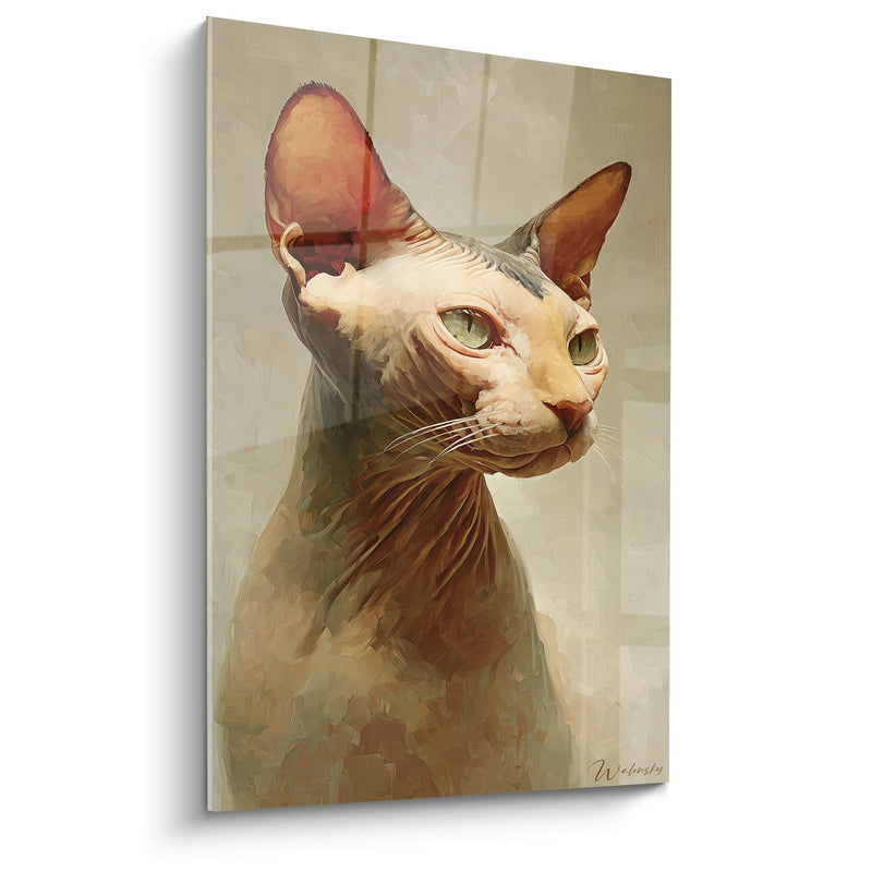 Ritratto di Chat Sphynx di Tableau Chat - Sguardo Penetrante - Edizione chat Sphynx