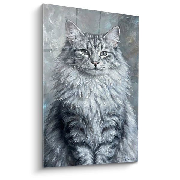 Norwegian Forest Cat Painting - Majestic Portrait with Green Eyes - Norwegian Forest Cat Edition
