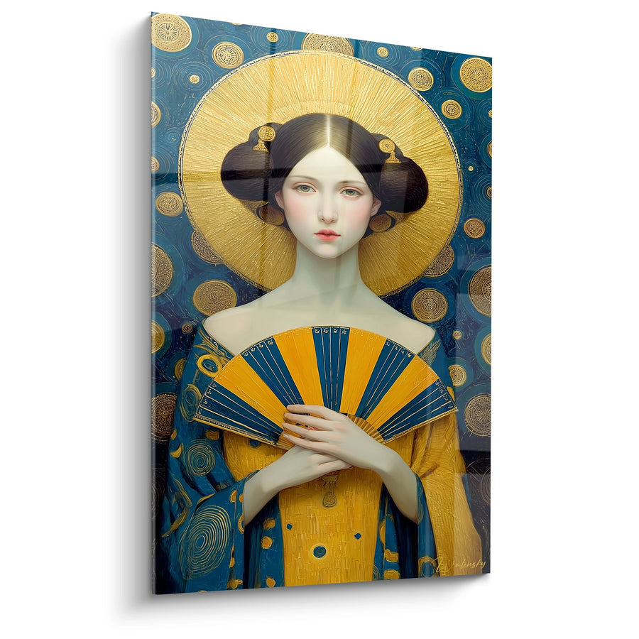 Tableau Femme à l'Éventail - Élégance Dorée - Édition Art Déco
