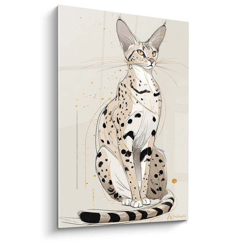 Tableau Chat Savannah Assis - Majesté Tachetée - Edition chat Savannah