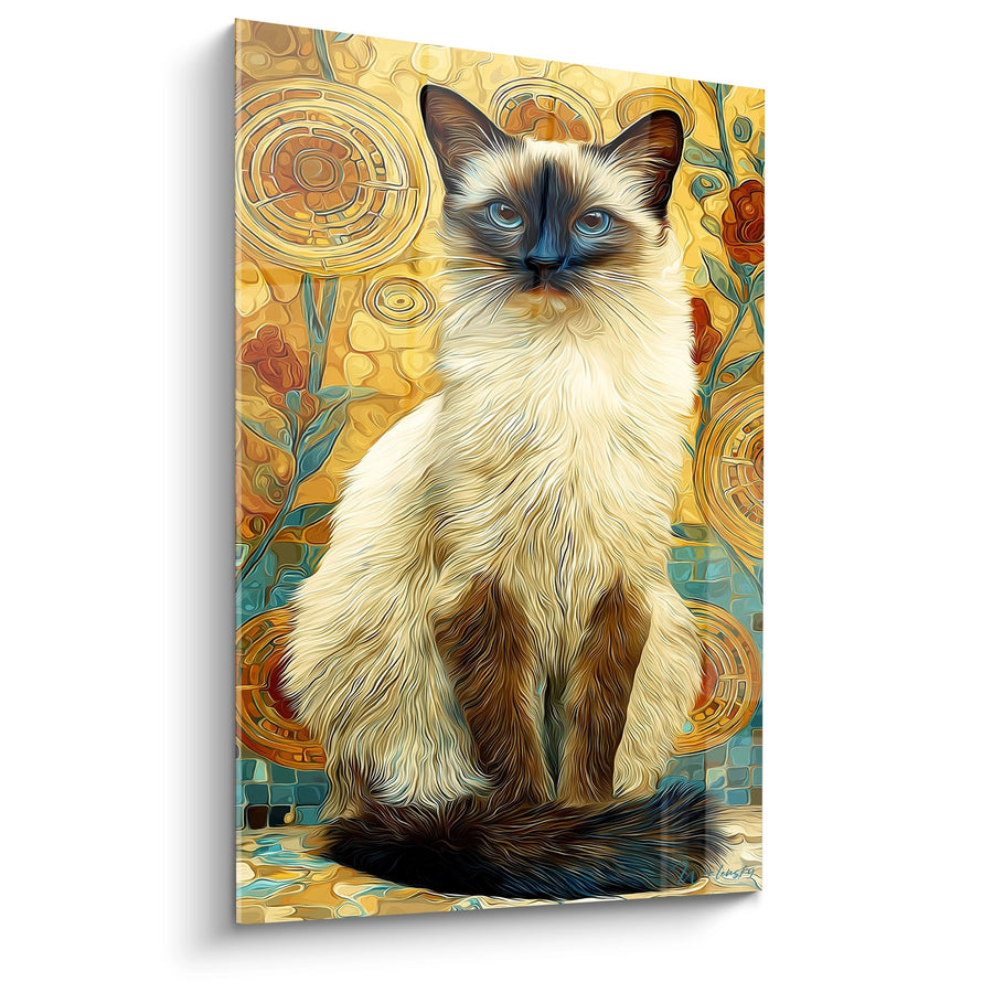 Tableau Chat Balinais Art Nouveau - Élégance Dorée - Edition chat Balinais