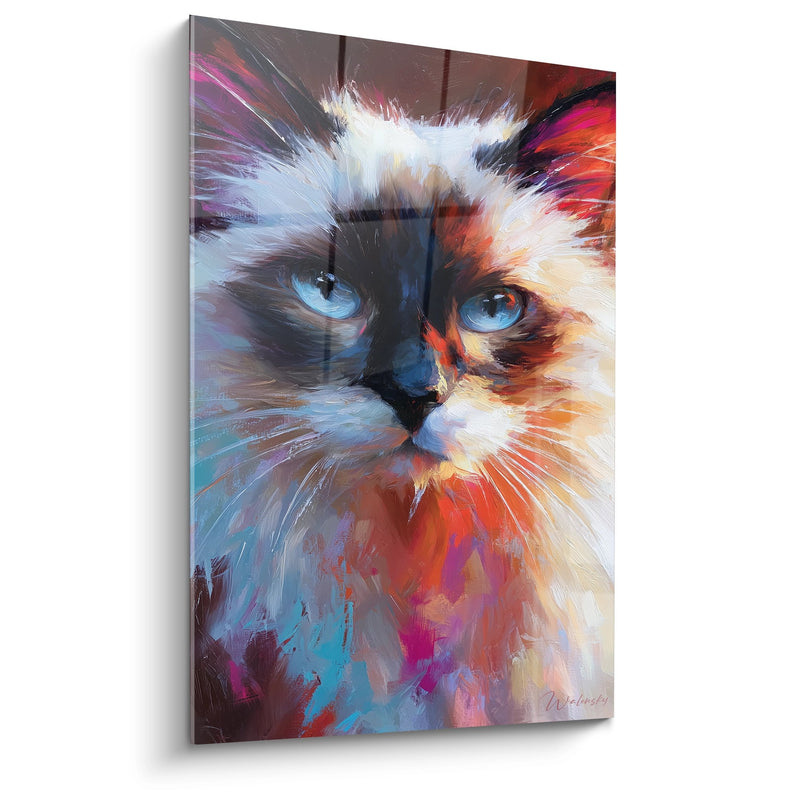 Birman Cat Painting Blue Eyes - Explosion of Colors - Birman Cat Edition