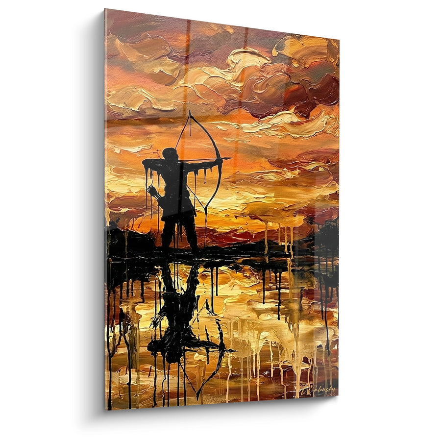 Tableau Archer Silhouette - Reflets Crépusculaires - Edition Tir à l'arc