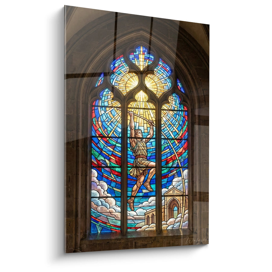 Tableau Vitrail Athlète Spirituel - Élévation Divine - Edition Athlétisme