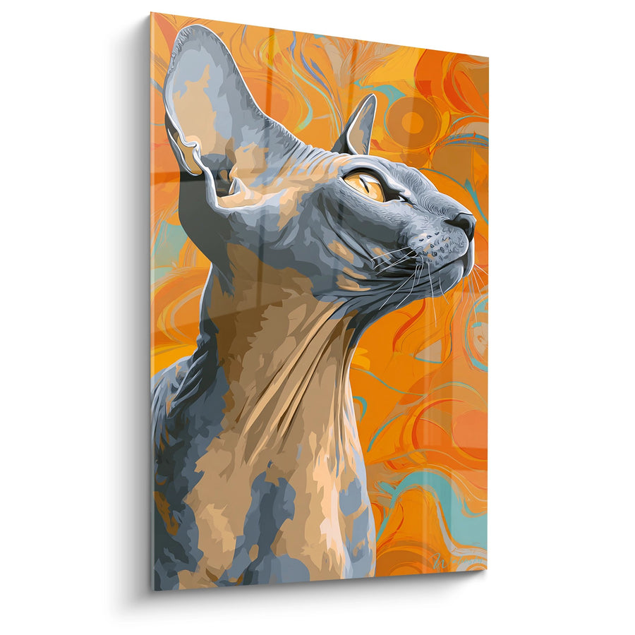 Tableau Chat Sphynx Portrait Artistique - Regard Contemplatif - Edition chat Sphynx