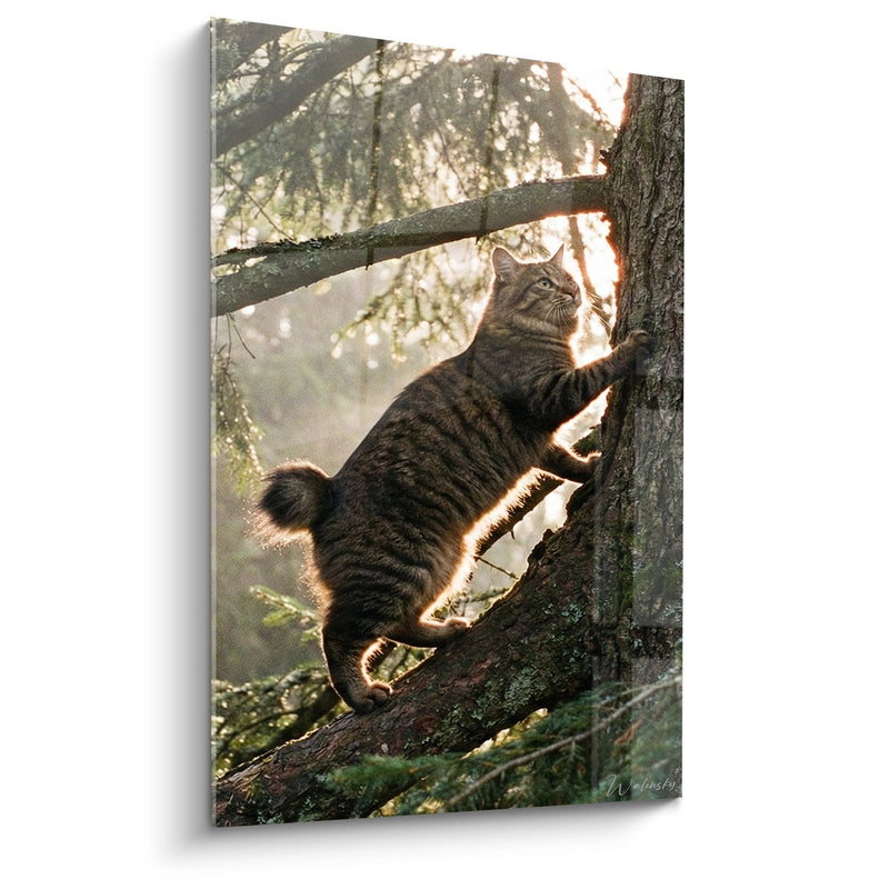 Kurilian Bobtail Cat Climber Painting - Forest Ascent - Kurilian Bobtail Cat Edition