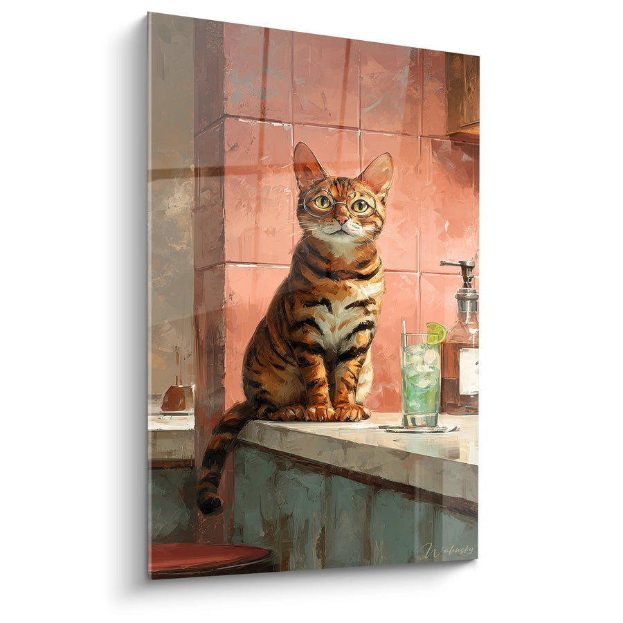 Tableau Chat Toyger dans Salle de Bain - Pause Rafraîchissante - Edition chat Toyger