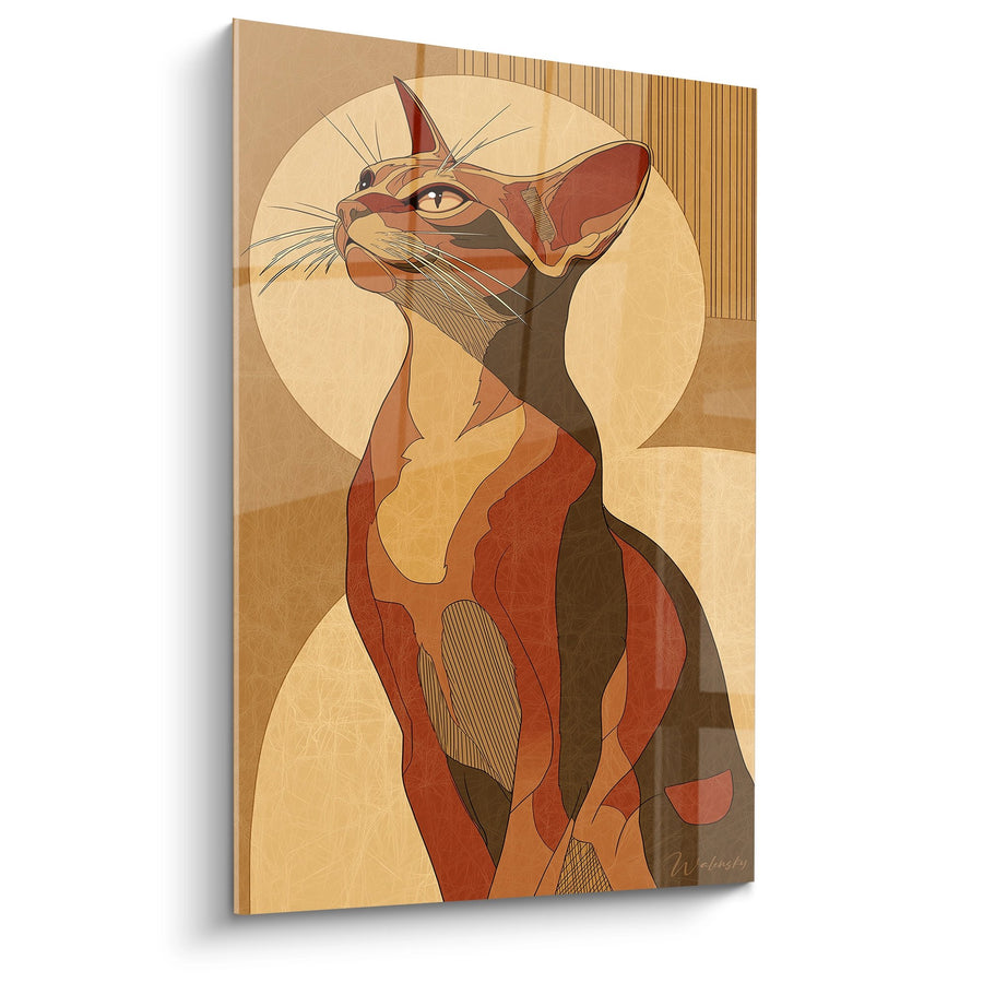 Tableau Chat Abyssin Art Déco - Élégance Féline Dorée - Edition chat Abyssin