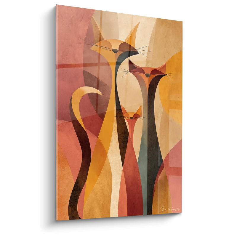 Chat stilizzati geometrici di Tableau - Armonia felina astratta - Edizione chat Serengeti