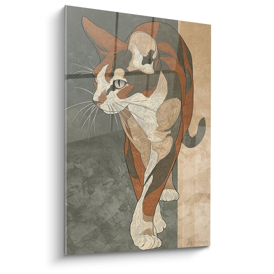 Gestileerd Serengeti Kat Schilderij - Moderne Feline Elegantie - Serengeti kat Editie