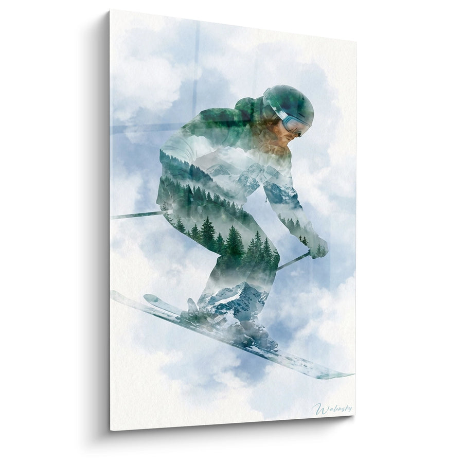 Tableau Skieur Double Exposition - Fusion Nature - Edition Ski