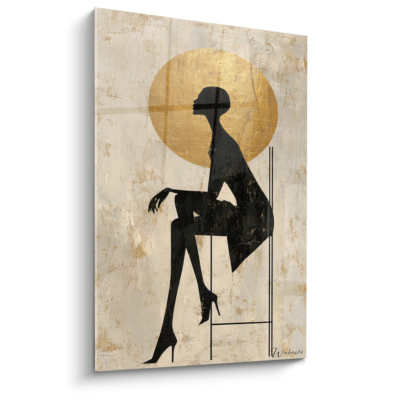 African Female Silhouette Painting - Golden Halo - African Culture Edition