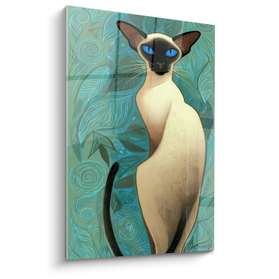 Tavolo Chat Siamese con Occhi Blu - Eleganza Tropicale - Edizione chat Siamese