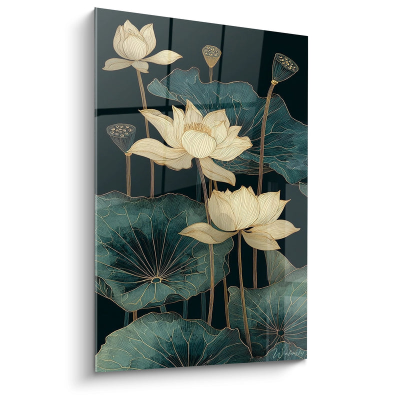 Lotus Art Deco Wall Art - Oriental Serenity - Art Deco Edition