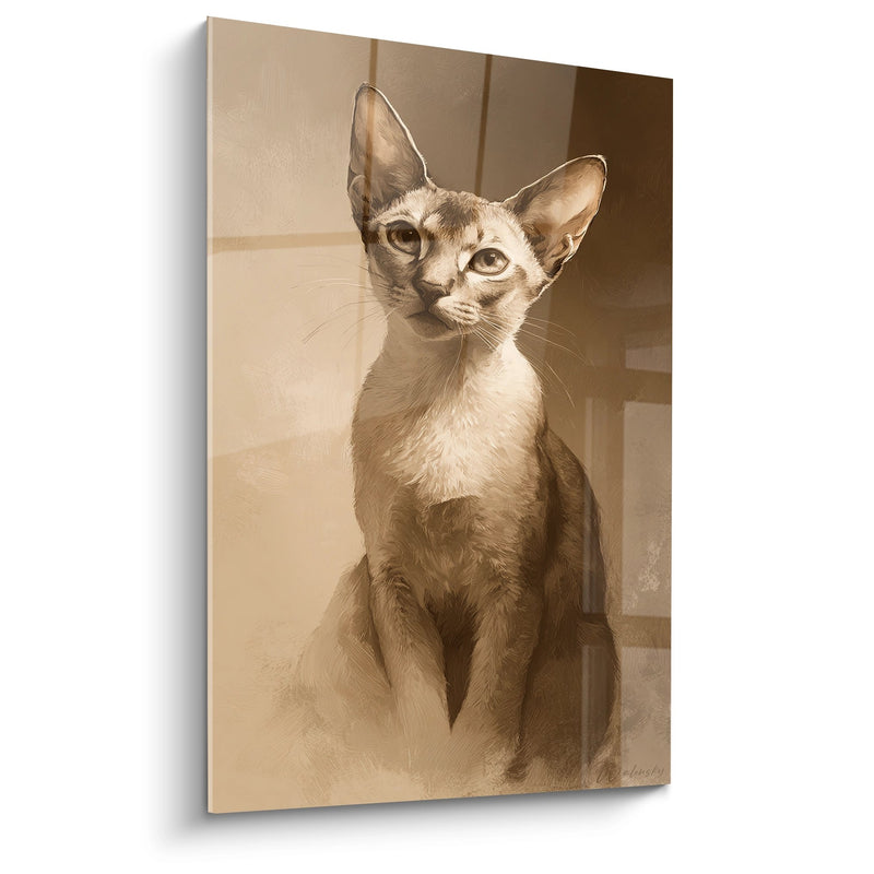 Tableau Chat Singapura Assis - Élégance Sépia - Edition chat Singapura