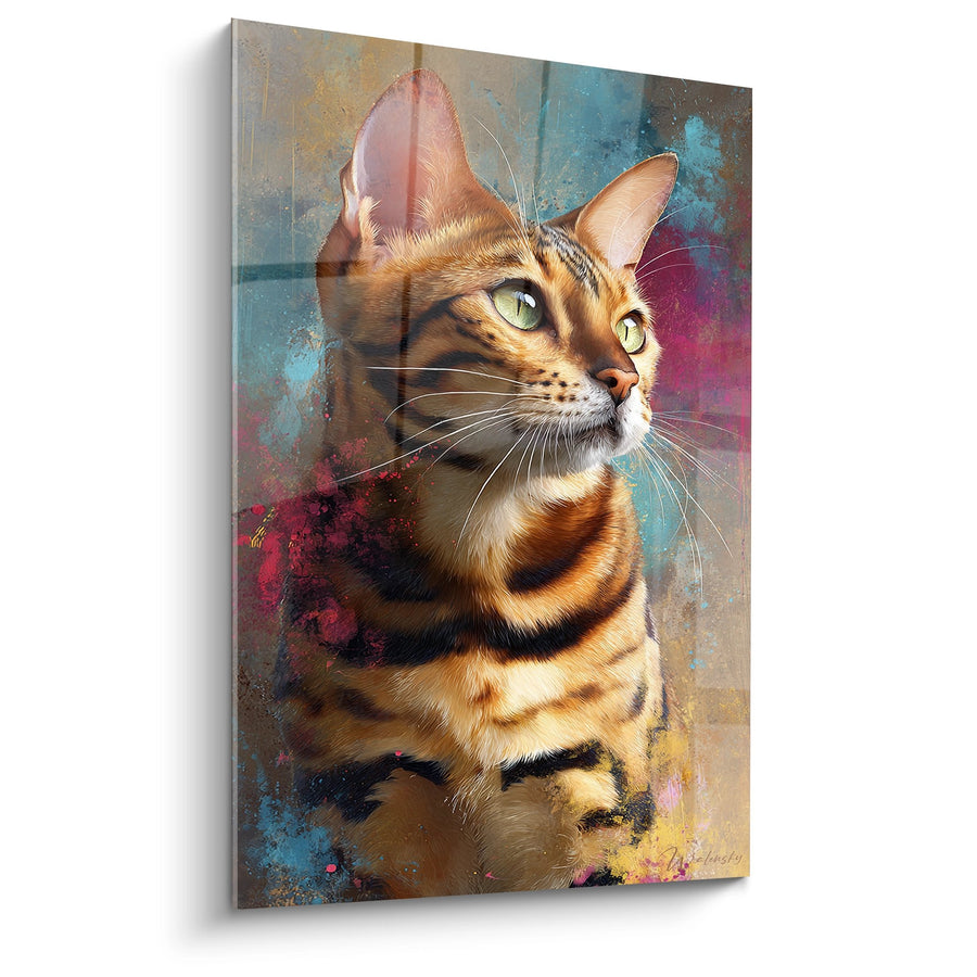 Tableau Chat Bengal Portrait Artistique - Regard Intense - Edition chat Bengal