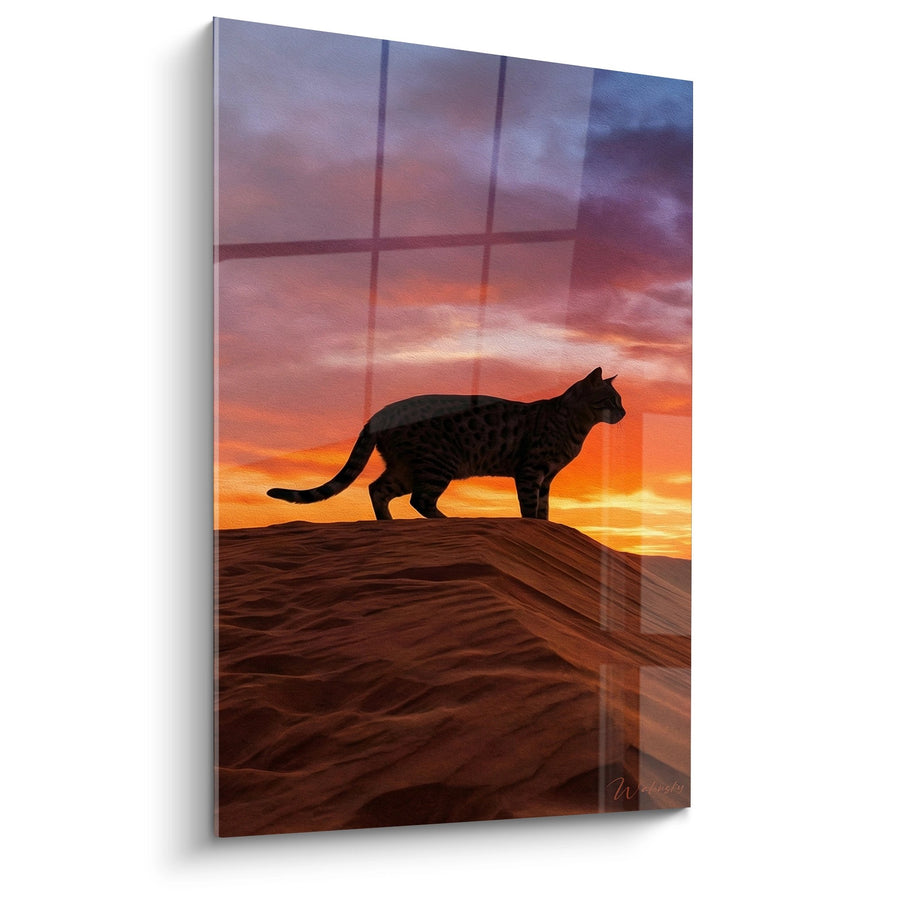 Tableau Chat Egyptian Mau Coucher de Soleil - Silhouette Majestueuse - Edition chat Egyptian Mau