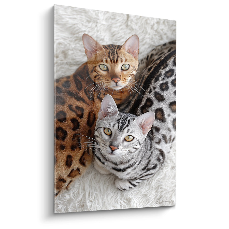 Tableau Duo de Chats Bengal - Tendresse Complice - Edition chat Bengal