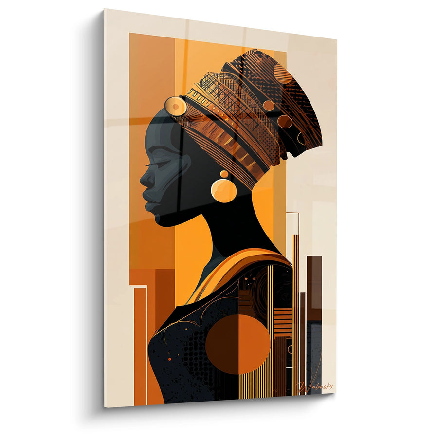 Tableau Profil Femme Africaine - Élégance Géométrique - Edition Visage africain