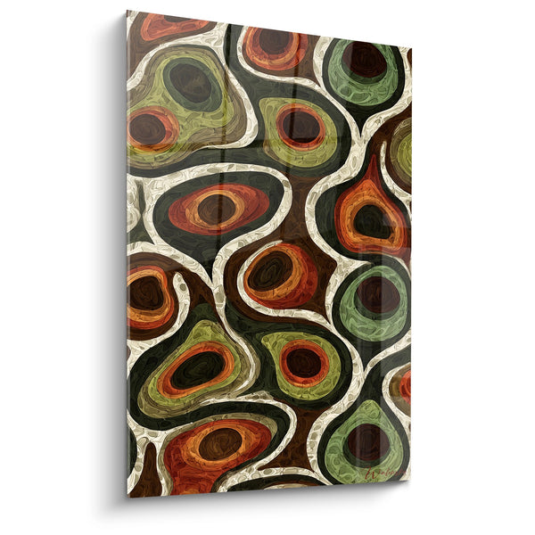 Schilderij met organische cirkelvormige patronen - Aardse spiralen - Abstracte Afrikaanse editie