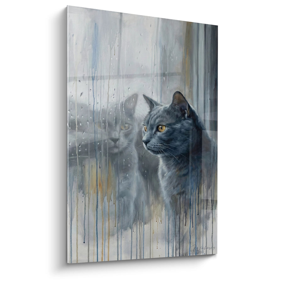 Obraz Kota Chartreuskiego w Deszczu - Melancholijne Refleksje - Edycja Kota Chartreuskiego