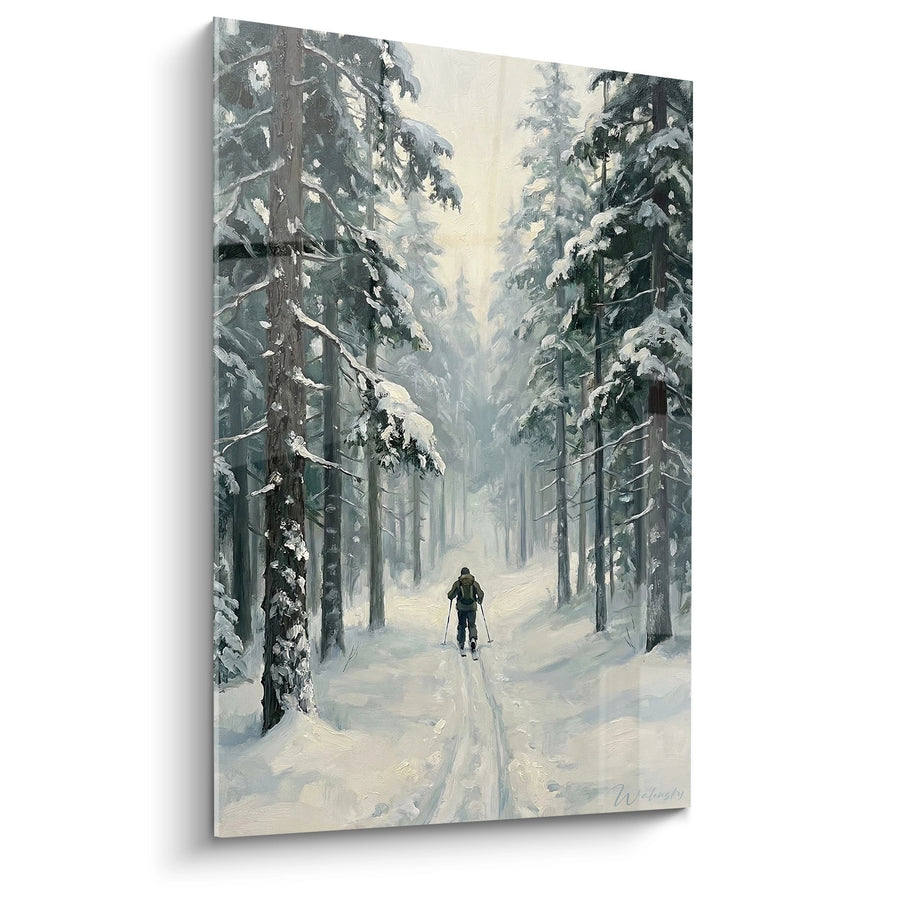 Tableau Skieur en Forêt Enneigée - Solitude Hivernale - Edition Ski