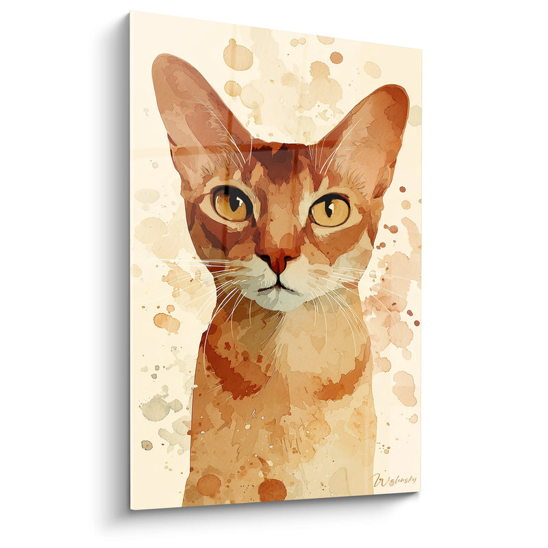 Tableau Chat Chausie Portrait Aquarelle - Regard Doré - Edition chat Chausie