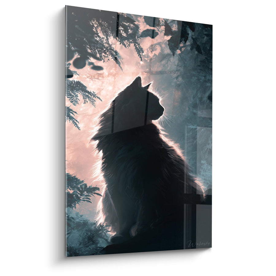 Tableau Chat Sibérien Silhouette Crépusculaire - Lumière Dorée - Edition chat Sibérien